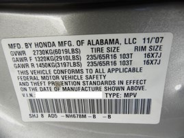 2008 HONDA ODYSSEY EX-L SILVER 3.5L AT 2WD A17643